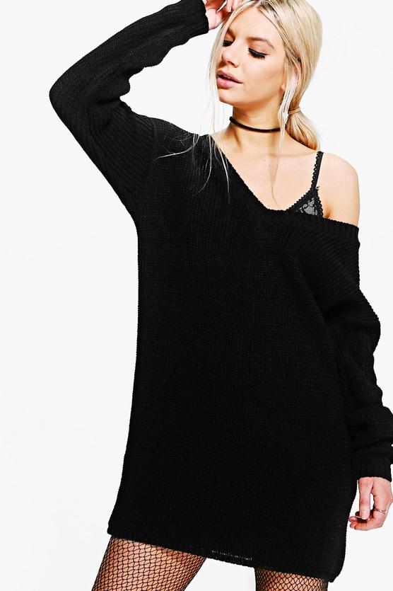 Erin Rib V-Neck Jumper Dress